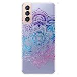 For Samsung Galaxy S21 5G Gradient Lace Transparent TPU Phone Case(Purple Blue Red)