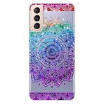 For Samsung Galaxy S21 5G Gradient Lace Transparent TPU Phone Case(Green Blue Purple)