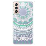 For Samsung Galaxy S21 5G Gradient Lace Transparent TPU Phone Case(Green White)
