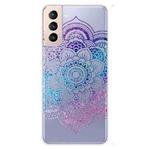 For Samsung Galaxy S22 5G Gradient Lace Transparent TPU Phone Case(Purple Blue Red)