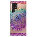 For Samsung Galaxy S22 Ultra 5G Gradient Lace Transparent TPU Phone Case(Green Blue Purple)