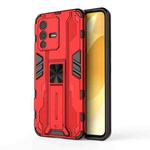For vivo S12 Supersonic PC + TPU Shock-proof Phone Case with Holder(Red)