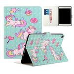 For iPad 10.5 / 10.2 Colored Drawing Horizontal Flip Leather with Holder & Card Slot & Wallet Sleep / Wake-up Function(Green Unicorn)