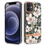 For iPhone 12 / 12 Pro Flowers and Plants Series IMD TPU Phone Case(Green Gardenia)