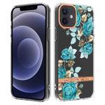 For iPhone 12 / 12 Pro Flowers and Plants Series IMD TPU Phone Case(Blue Rose)