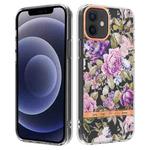 For iPhone 12 / 12 Pro Flowers and Plants Series IMD TPU Phone Case(Purple Peony)
