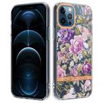For iPhone 12 Pro Max Flowers and Plants Series IMD TPU Phone Case(Purple Peony)