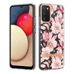 For Samsung Galaxy A02s US Version 166mm Flowers and Plants Series IMD TPU Phone Case(Pink Gardenia)