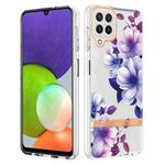 For Samsung Galaxy A22 4G EU Version / M32 International Version Flowers and Plants Series IMD TPU Phone Case(Purple Begonia)