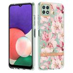 For Samsung Galaxy A22 5G Flowers and Plants Series IMD TPU Phone Case(Pink Gardenia)