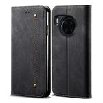 For Huawei Mate 30 Denim Texture Casual Style Horizontal Flip Leather Case with Holder & Card Slots & Wallet(Black)
