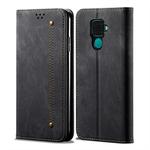 For Huawei Mate 30 Lite Denim Texture Casual Style Horizontal Flip Leather Case with Holder & Card Slots & Wallet(Black)