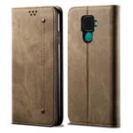 For Huawei Mate 30 Lite Denim Texture Casual Style Horizontal Flip Leather Case with Holder & Card Slots & Wallet(Khaki)