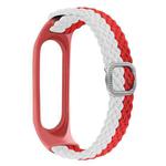 For Xiaomi Mi Band 6 / 5 Stripe Braided Watch Band(Red White)