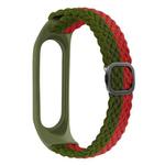 For Xiaomi Mi Band 6 / 5 Stripe Braided Watch Band(Green Red)