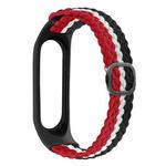 For Xiaomi Mi Band 4 / 3 Stripe Braided Watch Band(Red White Black)
