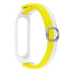 For Xiaomi Mi Band 4 / 3 Stripe Braided Watch Band(Yellow White)