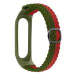 For Xiaomi Mi Band 4 / 3 Stripe Braided Watch Band(Green Red)