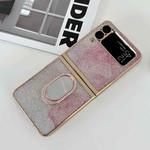 For Samsung Galaxy Z Flip3 5G Shinning Diamond Ring Holder Phone Case(Pink White)