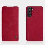 For Samsung Galaxy S21 FE 5G NILLKIN QIN Series Crazy Horse Texture Leather Phone Case(Red)