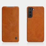 For Samsung Galaxy S21 FE 5G NILLKIN QIN Series Crazy Horse Texture Leather Phone Case(Brown)