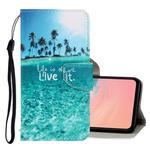 For Galaxy A71 3D Colored Drawing Horizontal Flip PU Leather Case with Holder & Card Slots & Wallet(Coconut Tree)