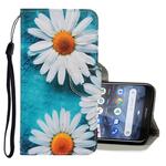 For Nokia 2.2 3D Colored Drawing Horizontal Flip PU Leather Case with Holder & Card Slots & Wallet(Chrysanthemum)
