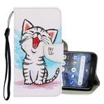 For Nokia 3.2 3D Colored Drawing Horizontal Flip PU Leather Case with Holder & Card Slots & Wallet(Red Mouth Cat)