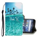 For Nokia 3.2 3D Colored Drawing Horizontal Flip PU Leather Case with Holder & Card Slots & Wallet(Coconut Tree)