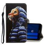 For Huawei Y5 2018 3D Colored Drawing Horizontal Flip PU Leather Case with Holder & Card Slots & Wallet(Down Jacket Cat)