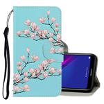 For Huawei Y6 2019 3D Colored Drawing Horizontal Flip PU Leather Case with Holder & Card Slots & Wallet(Magnolia)