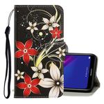 For Huawei Y7 2019 3D Colored Drawing Horizontal Flip PU Leather Case with Holder & Card Slots & Wallet(Red Flower)