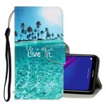 For Huawei Y7 2019 3D Colored Drawing Horizontal Flip PU Leather Case with Holder & Card Slots & Wallet(Coconut Tree)