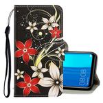 For Huawei Y9 2019 3D Colored Drawing Horizontal Flip PU Leather Case with Holder & Card Slots & Wallet(Red Flower)
