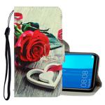 For Huawei Y9 2019 3D Colored Drawing Horizontal Flip PU Leather Case with Holder & Card Slots & Wallet(Red Rose)