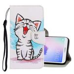 For Huawei Enjoy 7S 3D Colored Drawing Horizontal Flip PU Leather Case with Holder & Card Slots & Wallet(Red Mouth Cat)