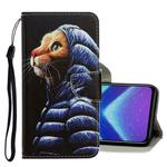 For Huawei Honor 8X 3D Colored Drawing Horizontal Flip PU Leather Case with Holder & Card Slots & Wallet(Down Jacket Cat)