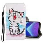 For Huawei Honor 8X 3D Colored Drawing Horizontal Flip PU Leather Case with Holder & Card Slots & Wallet(Red Mouth Cat)