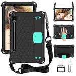 For Samsung Galaxy Tab S8 / Tab S7 Honeycomb Design EVA + PC Tablet Case with Strap(Black+Mint Green)