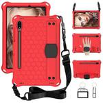 For Samsung Galaxy Tab S8 / Tab S7 Honeycomb Design EVA + PC Tablet Case with Strap(Red+Black)