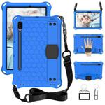 For Samsung Galaxy Tab S8 / Tab S7 Honeycomb Design EVA + PC Tablet Case with Strap(Blue+Black)