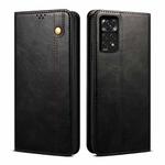 For Xiaomi Redmi Note 11S / Note 11 Foreign Version Oil Wax Crazy Horse Texture Leather Phone Case(Black)