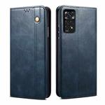 For Xiaomi Redmi Note 11S / Note 11 Foreign Version Oil Wax Crazy Horse Texture Leather Phone Case(Blue)