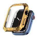 Rhombus Belt Drill + Tempered Film Integrated Case For Apple Watch Series 9 / 8 / 7 41mm(Gold)