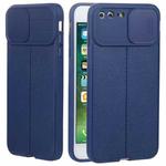 Litchi Texture Sliding Camshield TPU Protective Phone Case For iPhone 8 Plus & 7 Plus(Blue)
