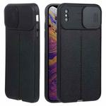 For iPhone XS Max Litchi Texture Sliding Camshield TPU Protective Phone Case(Black)