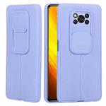 For Xiaomi Poco X3 Litchi Texture Sliding Camshield TPU Protective Phone Case(Light Purple)