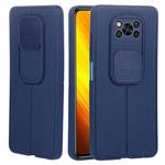 For Xiaomi Poco X3 Litchi Texture Sliding Camshield TPU Protective Phone Case(Blue)