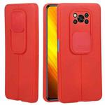 For Xiaomi Poco X3 Litchi Texture Sliding Camshield TPU Protective Phone Case(Red)