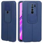 For Xiaomi Redmi 9 Litchi Texture Sliding Camshield TPU Protective Phone Case(Blue)